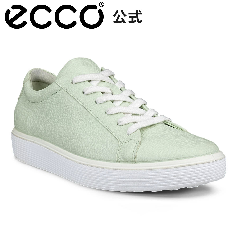 Ecco ホワイト ピンクスニーカー 女性用24.5センチ ECCO Soft Zero WOMEN ウィメンズ レザースニーカー | ピンク