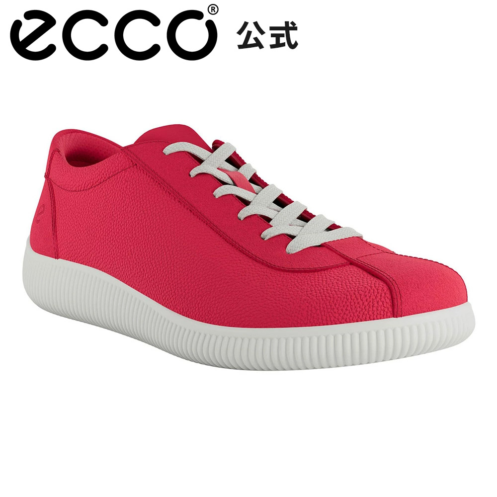 Ecco ホワイト ピンクスニーカー 女性用24.5センチ ECCO Soft Zero WOMEN ウィメンズ レザースニーカー | ピンク