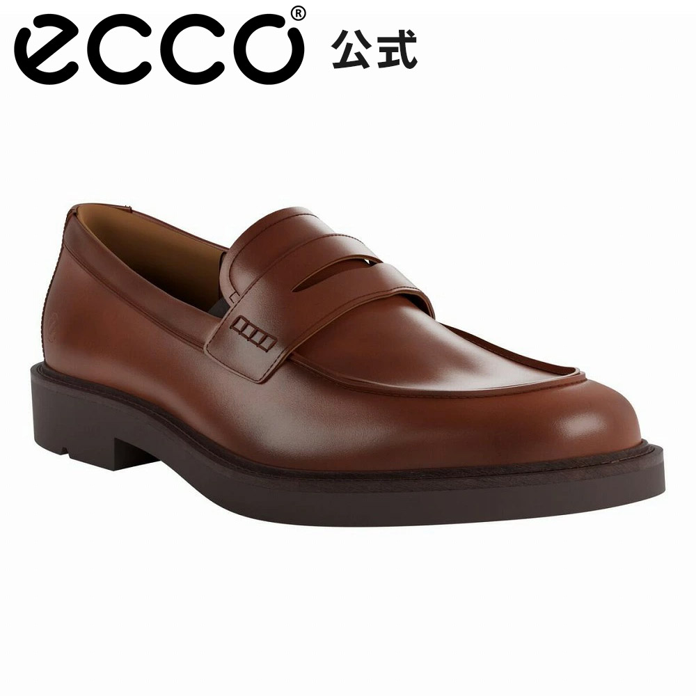 ☆美品☆【エコー】レザースリッポン (43) メトロポール　ロンドン　茶 エコー ECCO メンズ 本革 ビジネスフォーマルスリッポン メトロ