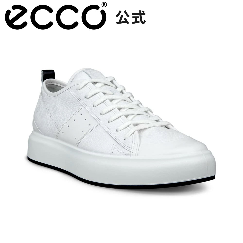 【特価】ecco レザースニーカー ホワイト 38 日本サイズ24cm ECCO street court MENメンズ レザースニーカー | ホワイト