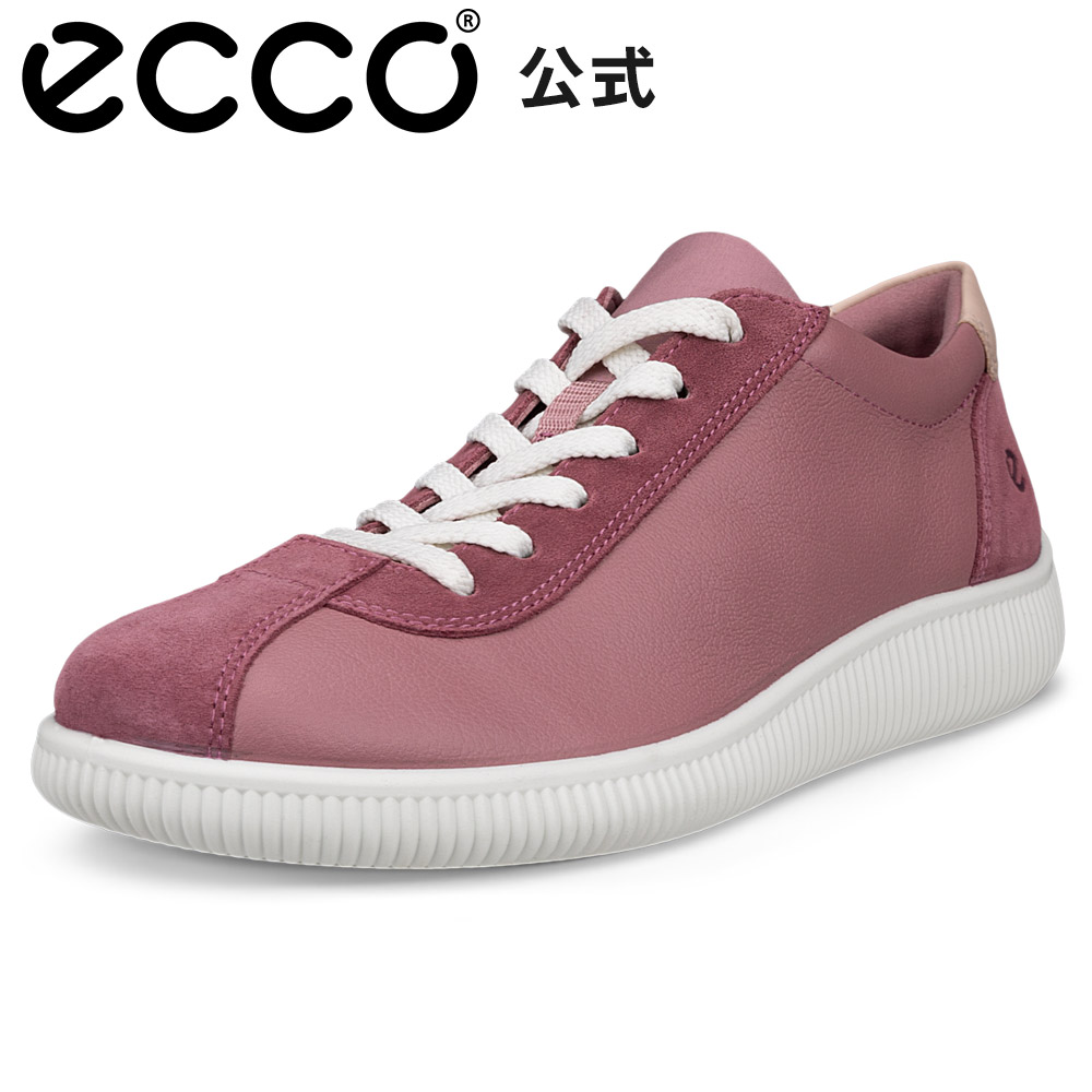 [ECCO公式] SOFT ZERO W LACE UP ウィメンズ スニーカー BLUSH/NOCTURNE ピンク 快適 軽量 歩きやすい 婦人靴 女性 レディース 本革 レースアップシューズ レースアップ エコー