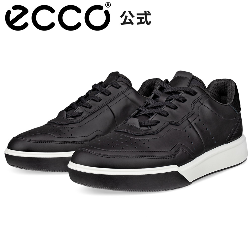 [ECCO公式] Street Court W ウィメンズ スニーカー BLACK/BLACK ブラック 快適 軽量 歩きやすい 婦人靴 女性 レディース 本革 レースアップ レザー ソフト エコー