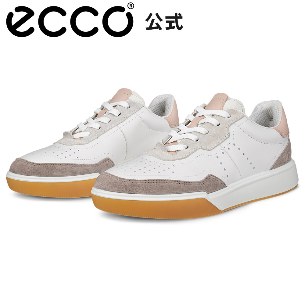 [ECCO公式] Street Court W ウィメンズ スニーカー MOON ROCK/White/Shadow White/Limestone ブラック 快適 軽量 歩きやすい 婦人靴 女性 レディース 本革 レースアップ レザー ソフト エコー 14,929円