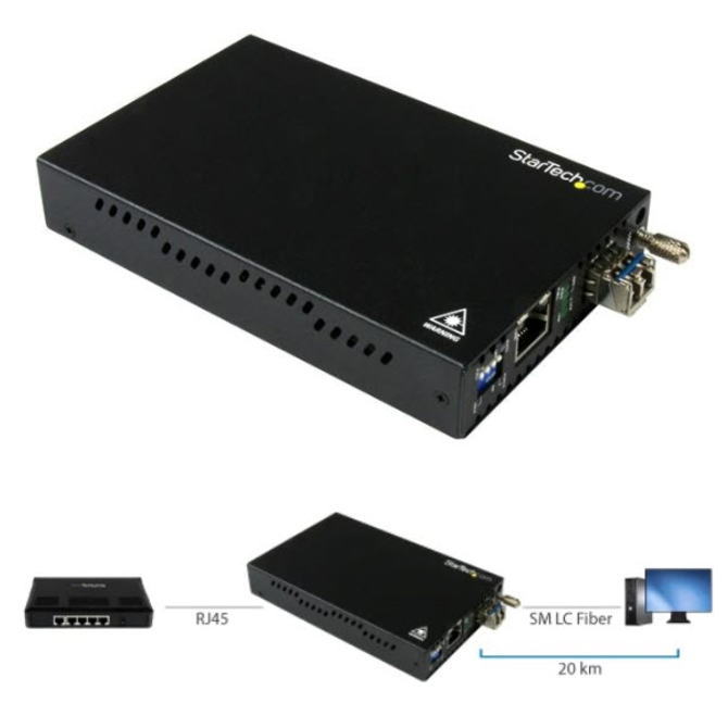 StarTech.com スタ－テックドットコム ギガビットイーサネット相応う光媒体変換器 1000BASE-T(RJ45) - 1000BASE-LX(シングル流行り物 LC) 20粁 ET91000SM20 【NE直】