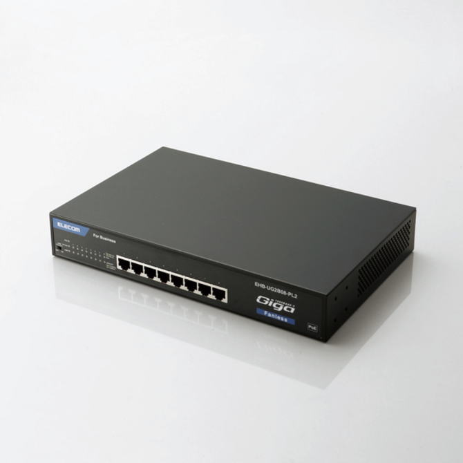エレコム ELECOM 法人向け ノンインテリジェントギガPoEスイッチ 8ポート ファンレス EHB-UG2B08-PL2 EHBUG2B08PL2