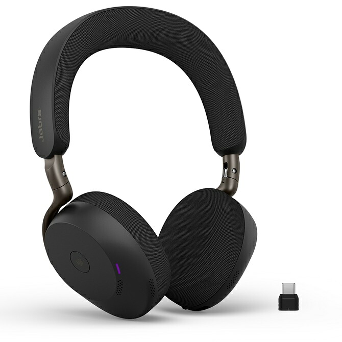 【当日発送】 Jabra ノイズキャンセリング ヘッドセット 2年保証 Evolve3 75 MS Link390c Black 37599-999-899 両耳 マイク付 2台同時 Bluetooth5.3 USB-C 最長25時間通話 レザー サイドトーン 空間サウンド ヒアスルー Teams/Zoom 会議 AI対応 オンイヤー【NE直】