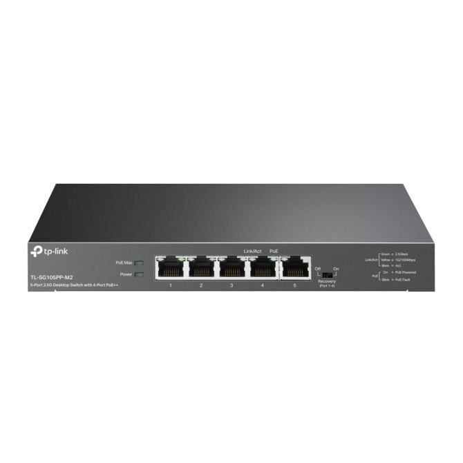 TP-Link ティーピーリンク 5ポート2.5G デスクトップスイッチ(PoE++4ポート搭載) TL-SG105PP-M2(UN) TLSG105PPM2(UN)【NE直】