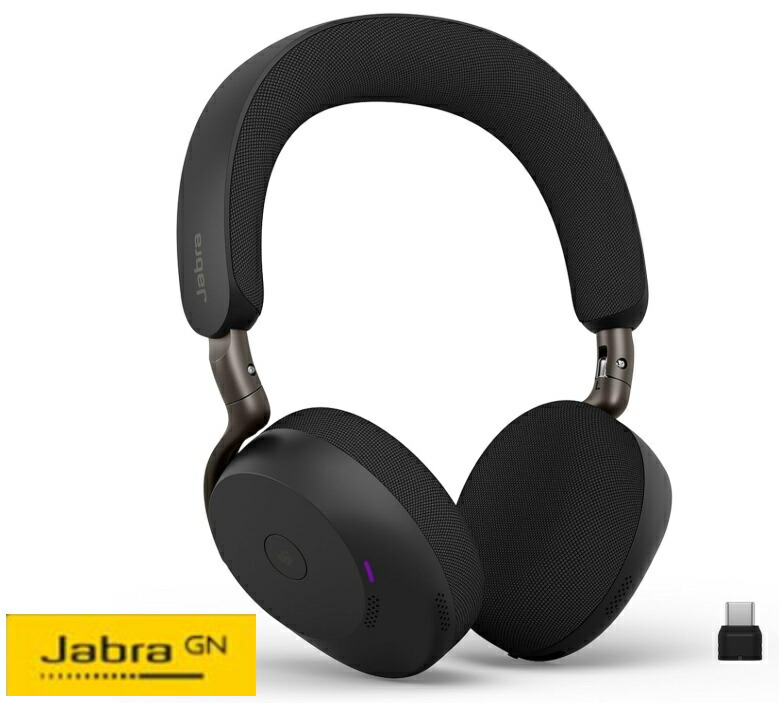 【当日送りとどける】 Jabra ノイズキャンセリング 尖端仕掛ける 2年引き受ける Evolve3 75 MS  Link390c  Black 37599-999-899 両耳 マイクロホン付 2台等しく Bluetooth5.3 USB-C 最長25第四次元電話を掛ける なめし革 片方声の調子 あき場所響き ヒアスルー Teams/Zoom 円卓会議 人工知能学相応う オンイヤー