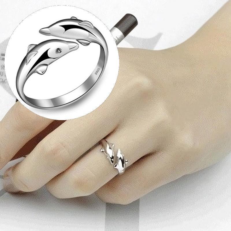 楽天市場】指輪 リング イルカ 二匹 シルバーカラー オープンリング