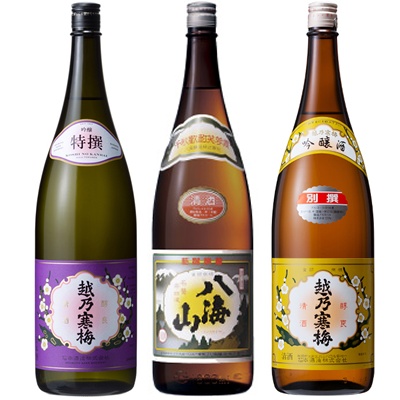 越乃寒梅 特撰 吟醸 1.8Lと八海山 普通酒 1.8L と 越乃寒梅 別撰吟醸 1.8L 日本酒 3