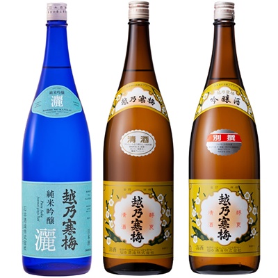 ドライ】 新潟純米吟醸 龍ラベル 1.8Lと越乃寒梅 白ラベル 1.8
