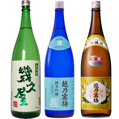 五代目 幾久屋 1.8Lと越乃寒梅 灑 純米吟醸 1.8L と 越乃寒梅 別撰吟醸 1.8L 日本酒 3