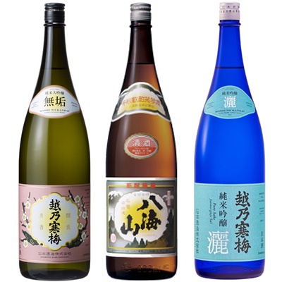 越乃寒梅 無垢 純米大吟醸 1.8Lと八海山 普通酒 1.8L と 越乃寒梅 灑 純米吟醸 1.8L 日本酒 3