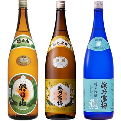 朝日山 百寿盃 1.8Lと越乃寒梅 白ラベル 1.8L と 越乃寒梅 灑 純米吟醸 1.8L 日本酒 3