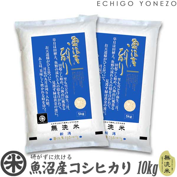 【新潟米 令和5年産】魚沼産コシヒカリ 無洗米 白米 10kg (5kg×2袋) 毎 こしひかり 手土産 /贈答 内祝 御祝 御中元 御歳暮 gift/kome/uonuma/koshihikari/japonica/rice：越後米蔵商店