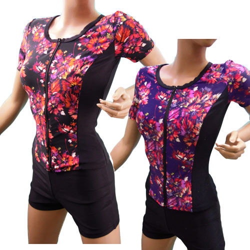 アウトレット送料無料 楽天市場 フィットネス水着 半袖ｔ ｂセパレート水着 ペインティングフラワーレディス 女性用 婦人水着 フィットネス水着 めくれ防止 リゾート スイミング 水中ウォーキング おしゃれ 柄物 エレガント セレブ 代 30代 40代 50代 60代 70