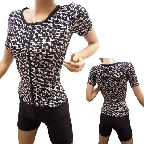 半袖セパレート水着 イコライザーモノトーンm Lレディス 女性用 セレブ 婦人水着 フィットネス水着 スタイル リゾート スイミング 水中ウォーキング おしゃれ 女性用 柄物 セレブ 代 30代 40代 50代 60代 70代 80代 年配 ミセス スタイル 体形カバー 日本製 水着