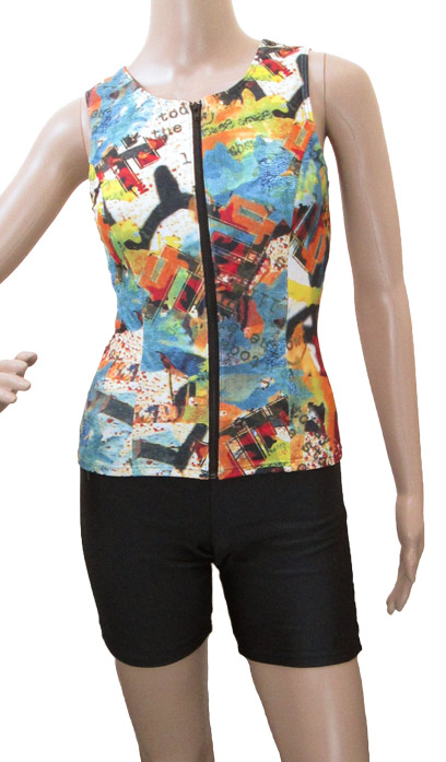 楽天市場 オープンファスナーセパレート水着 お洒落なレース柄 フィットネス水着 レディース セパレート 体型カバー 30代 40代 50代 60代 70代 80代 袖なし ノースリーブ カッコいい 大人用 日本製 水着レオタードのエコーソーイング