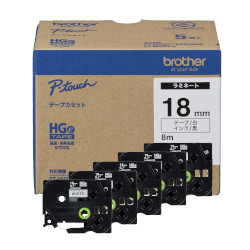 【在庫限即納】BROTHER ブラザー ブラザー工業 HGeテープ ラミネートテープ(白地/黒字)18mm 長さ8m 5本パック HGe-241V