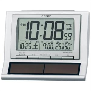 セイコーウオッチ SEIKO CLOCK (セイコークロック) 目覚まし時計 ハイブリッドソーラー 電波 デジタル カレンダー・温度・湿度表示 白パール SQ751W