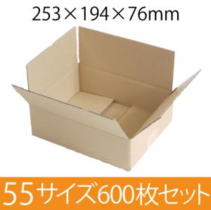 【在庫限即納】梱包資材 梱包用段ボール 55サイズ (253×194×76mm) 厚さ3mm 【600枚セット】　クラフト色　引越用ダンボール 無地 収納 激安【入数:600】