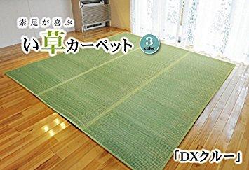イケヒコ い草花ござ カーペット 『DXクルー』 ブルー 江戸間8畳(約348×352cm) (裏:不織布)