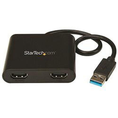 STARTECH.COM USB 3.0 2界面HDMIアダプター 4K/30サイクル USB-A(雄) - 2x HDMI(刃針)(USB32固定ディスク2)