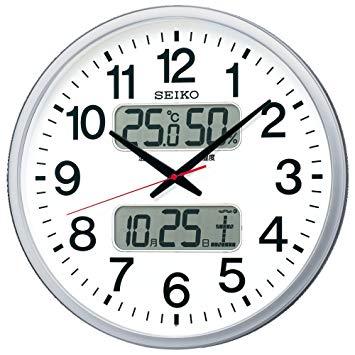 セイコーウオッチ セイコー クロック 掛け時計 電波 アナログ カレンダー 温度 湿度 表示 銀色 メタリック KX237S SEIKO