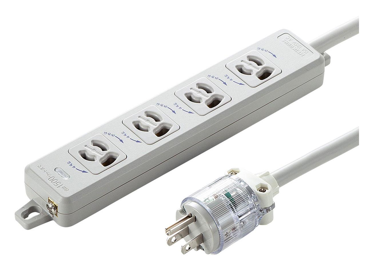 SANWASUPPLY サンワサプライ 医用接地プラグ付き電源タップ(3P・4個口・ホワイト・3m)(TAP-HPM4-3W)