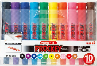 三菱鉛筆 水性マーカー プロッキー PM-150TR 10色セット×10個入 PM-150TR-10C(N)