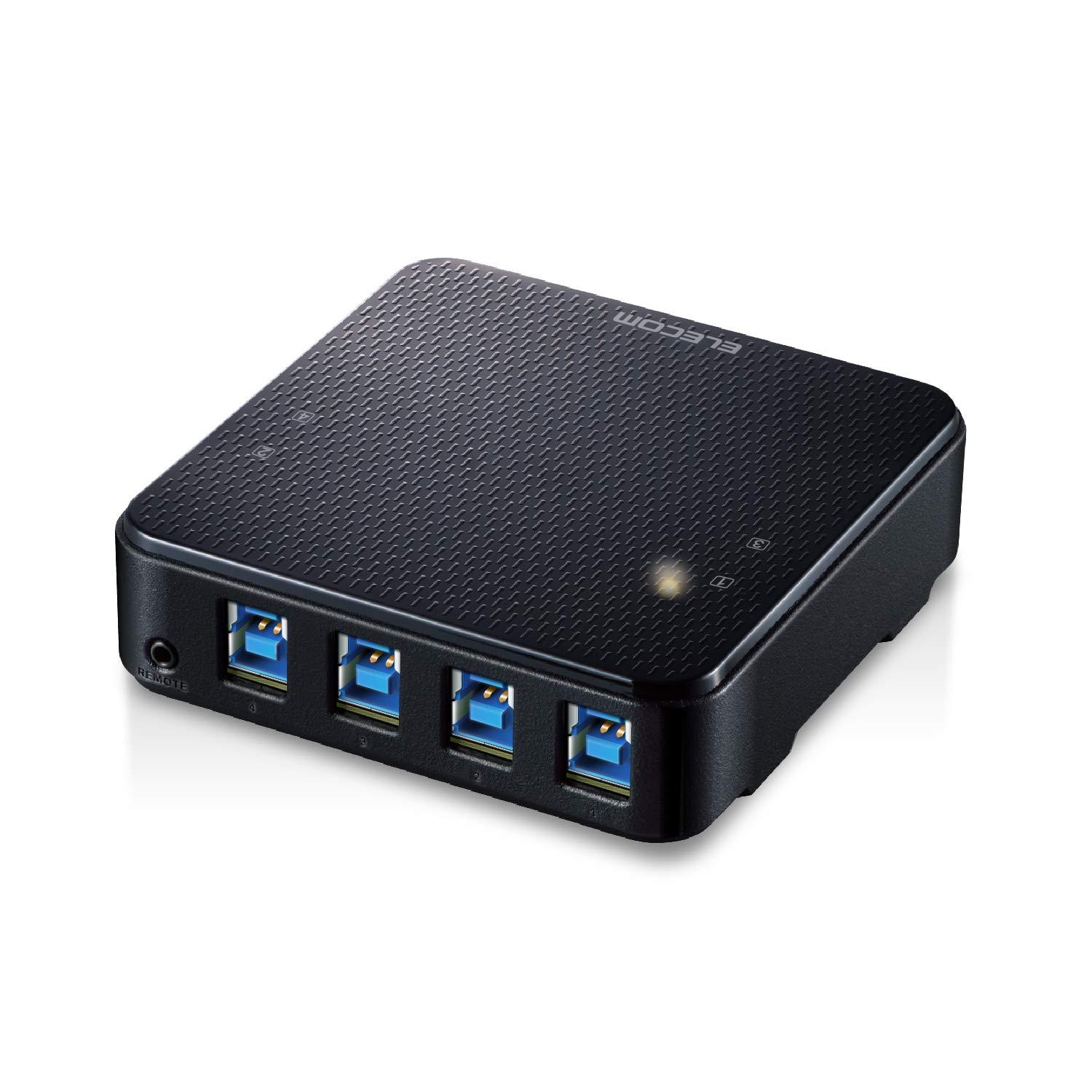 ELECOM エレコム USB切替器/USB3.0/PC側4ポート/接続機器4ポート/手元スイッチ/ブラック(U3SW-T4)