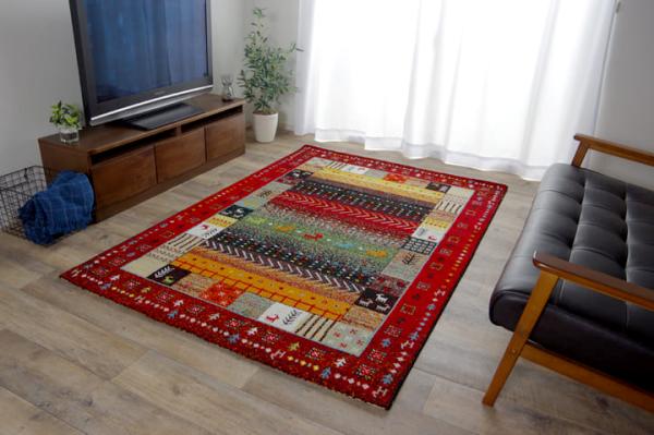 イケヒコ トルコ製 ウィルトン織カーペット ギャッペ調ラグ レッド 約160×230cm|ECJOY!店