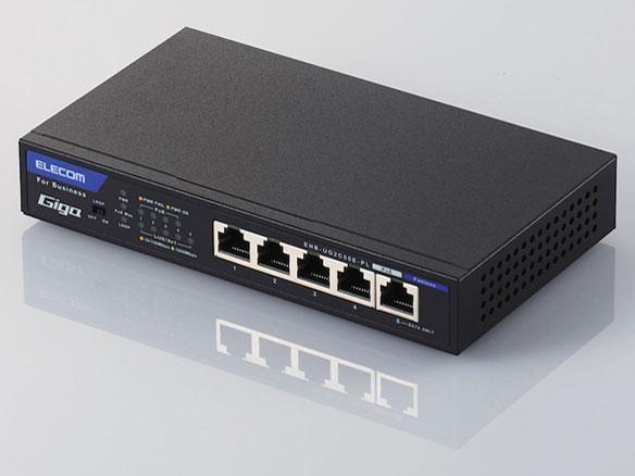 ELECOM エレコム ギガスイッチングハブ PoE 802.3at/af(高最終生産物) 5界面 磁石付き添い人 ACワット数 金属元素筺体 EHB-UG2C05E-PL