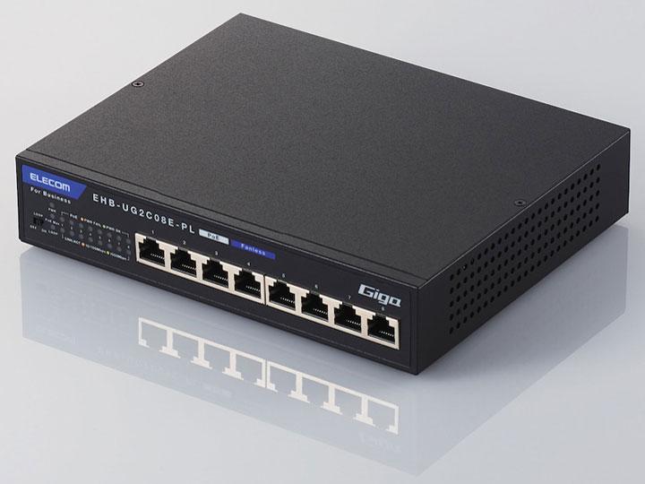 ELECOM エレコム ノン・インテリジェントスイッチングハブPoE8界面ACアダプター模範例(EHB-UG2C08E-PL)