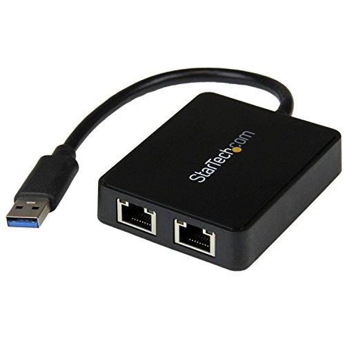 STARTECH.COM USB 3.0 to Dual Port Gigabit Ethernet Adapter NIC w/ USB Port(USB32000SPT)