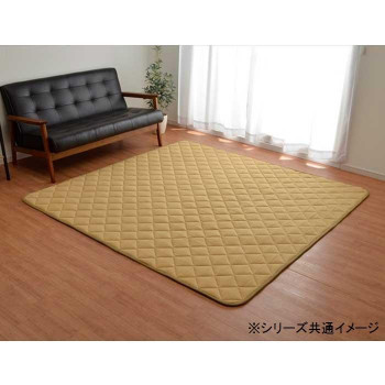 イケヒコ こたつ敷き布団 キルトラグ 引っ敷き 引っ敷き 3畳  先染め つむぎ調 ベージュ 約190×260糎(熱っぽい引っ敷き相応う)