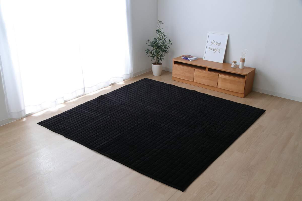 IKEHIKO ラグ 長方形 無地 もっちり ブラック 200×250cm