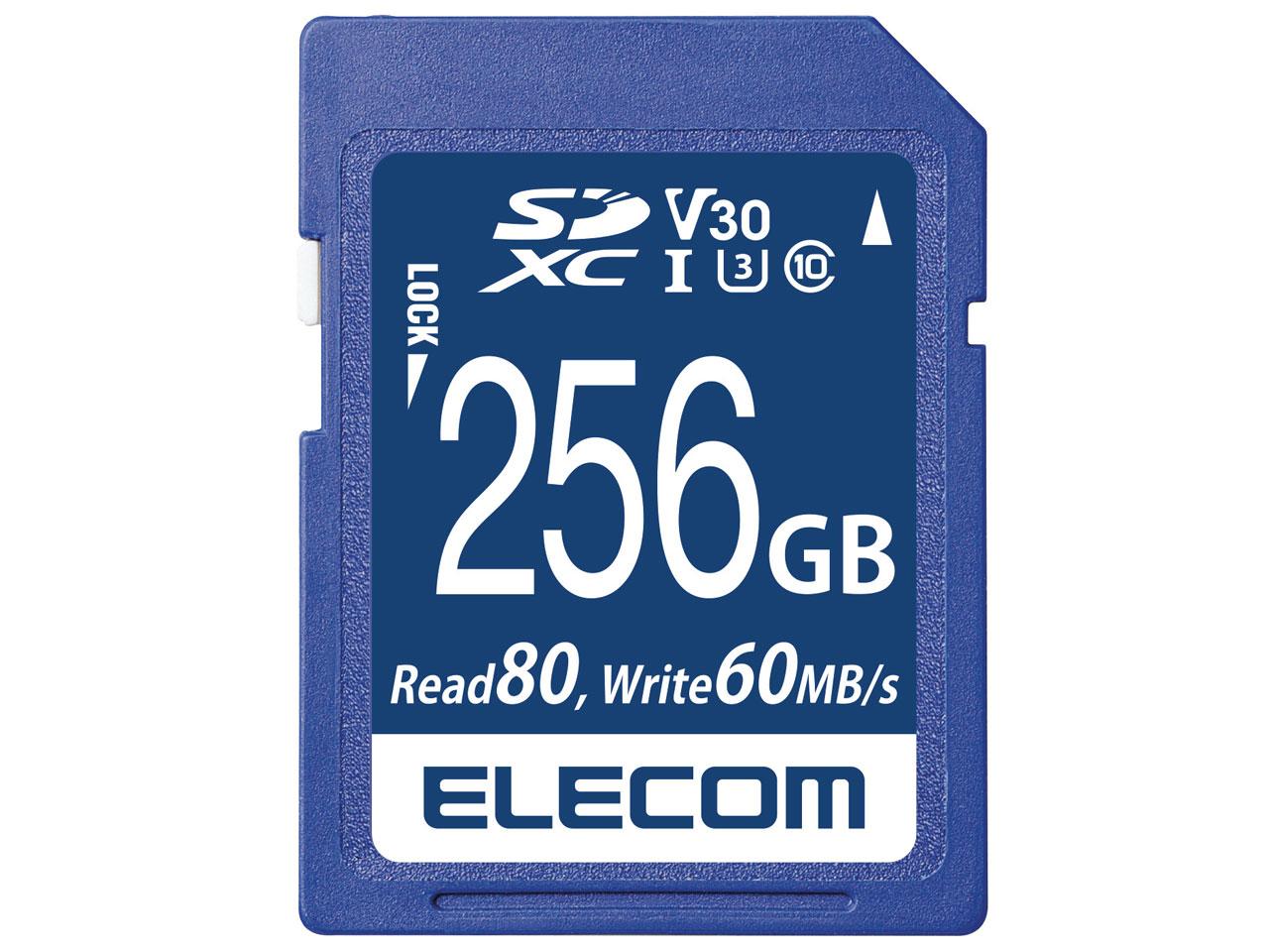 ELECOM エレコム SDXC歌留多 知見立ち直らすお持て成し付 録画媒体素早さ社会階級相応う UHS-I U3 80MB/s 256GB / MF-FS256GU13V3R SDメモリーカード-TV・オーディオ・カメラ