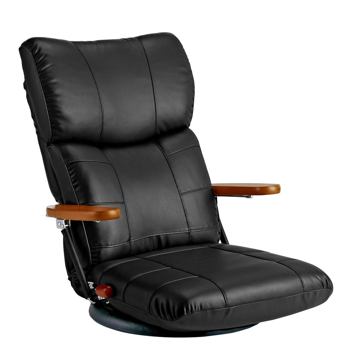 宮武製造所 木肘スーパーソフトレザー座腰かけ 蓮（れん）YS-C1364BK