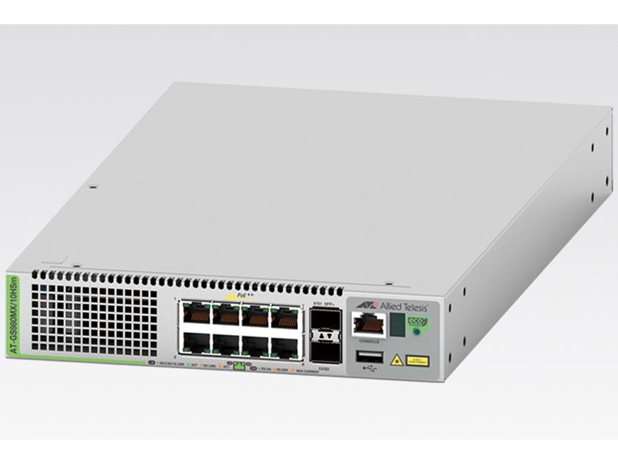 ALLIEDTELESIS アライドテレシス AT-GS980MX/10HSm[100/1000/2.5G/5GBASE-Tx8(PoE-OUT)、SFP+スロットx2](4728R)画像
