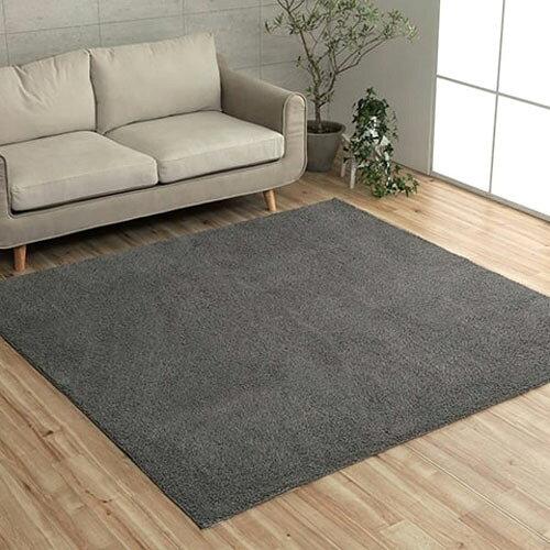 イケヒコ ラグ カーペット マット プリーム 約130×185cm グレー オールシーズン シンプル オーバーロック #3985419
