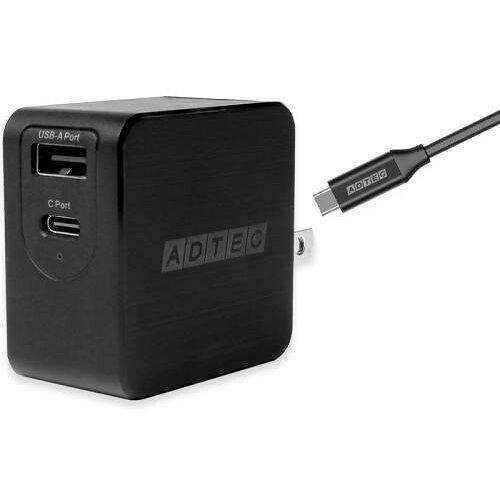 ADTEC アドテック ADTEC PD対応 GaN AC充電器/65W/USB Type-A 1ポート Type-C 1ポート/ブラック ＆(APD-A065AC-WC-BK)