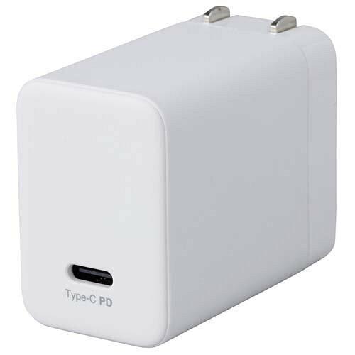 ナカバヤシ JYU-ACU06W Gan 65W PD充電対応 USB Type-C 1ポート充電器 ホワイト(JYU-ACU06W)