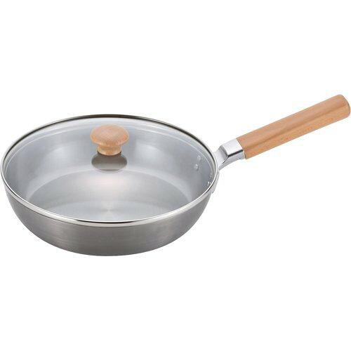 和平フレイズ 千歳 鉄 木柄ガラス蓋付フライパン24cm(CS-011) (1034091)【入数:6】