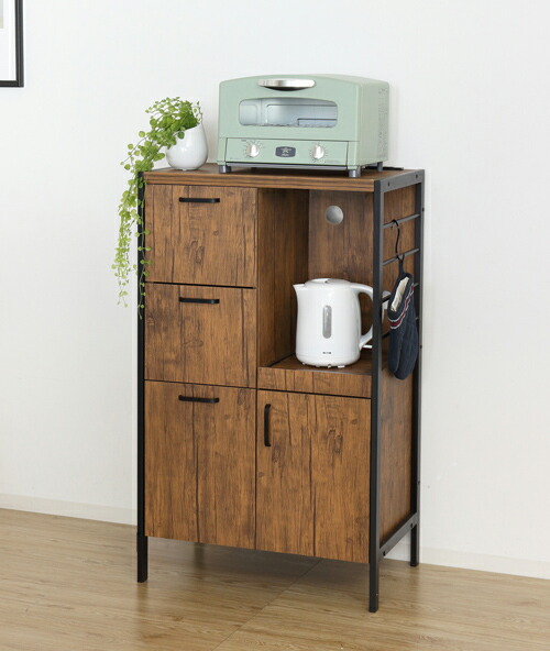 楽天市場】クロシオ 23376 アート 食器棚 60-100 ヴィンテージブラウン