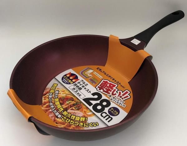 ヒラノトレーディング 【不思議なことの軽さ!】アルミダイキャスト ビー玉フライパン28糎 取扱い分かりやすい!こびりつきにくい!【入数:10】