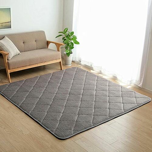 イケヒコ ラグ 滑りにくい 防音 ボリューム 厚い へたりにくい コーデユロイ 無地 グレー 約185×300cm 約4畳 床暖房 ホットカーペット対応 こたつ敷布団