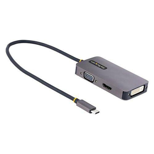 STARTECH.COM はやりっ子テック StarTech.com 見せびらかすアダプタ/USB Type-C繋ぎ合わせる/シングル管する/4K60サイクル HDMI/DVI/VGA/Thunderbolt 3 ＆ 4/各種os相応う/3-インチ-1 USB Type-C マルチポート録画媒体取り替えっこアダプタ 118-USBC-HDMI-VGADVI 薄墨色