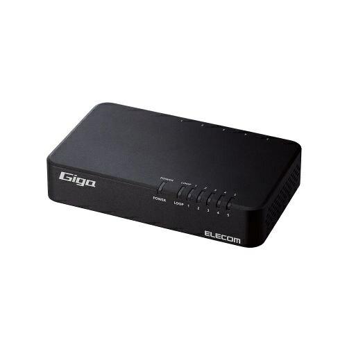 ELECOM エレコム Giga対応スイッチングHub/5ポート/電源内蔵/ブラック(EHC-G05PN4-JB)