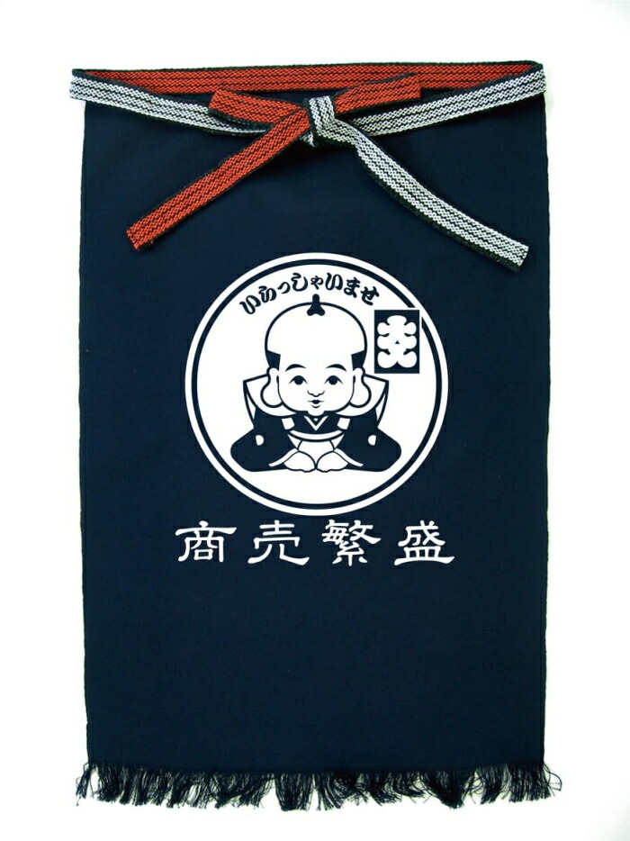 NOBORIYA のぼり屋 E_帆前掛 44370 (長)商売繁盛 福助 (44370)【入数:10】